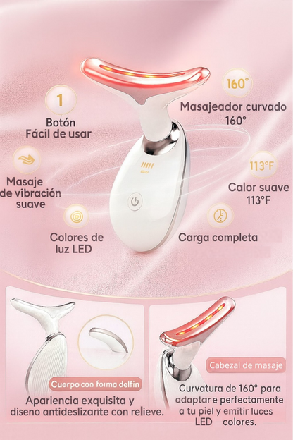 Máquina Facial & Cuello con Luz LED | Masajeador Térmico 3 en 1