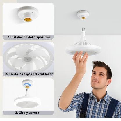 Bombillo Ventilador 2 en 1 | Luz LED + Ventilación Silenciosa con Control