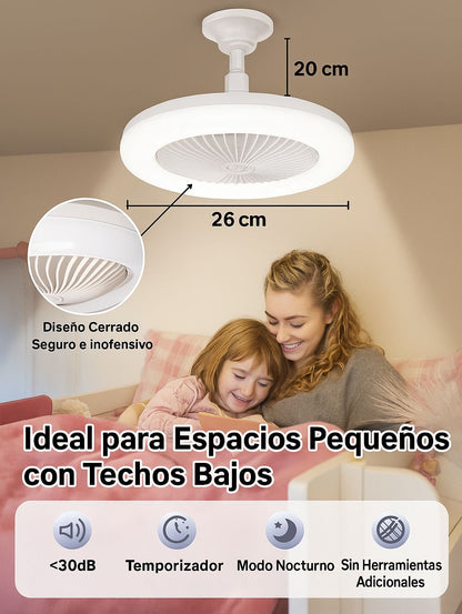 Bombillo Ventilador 2 en 1 | Luz LED + Ventilación Silenciosa con Control