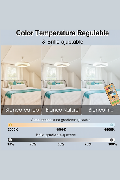 Bombillo Ventilador 2 en 1 | Luz LED + Ventilación Silenciosa con Control