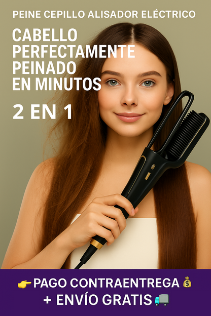 Cepillo Alisador 2 en 1 | Peina y Alisa en un Solo Paso